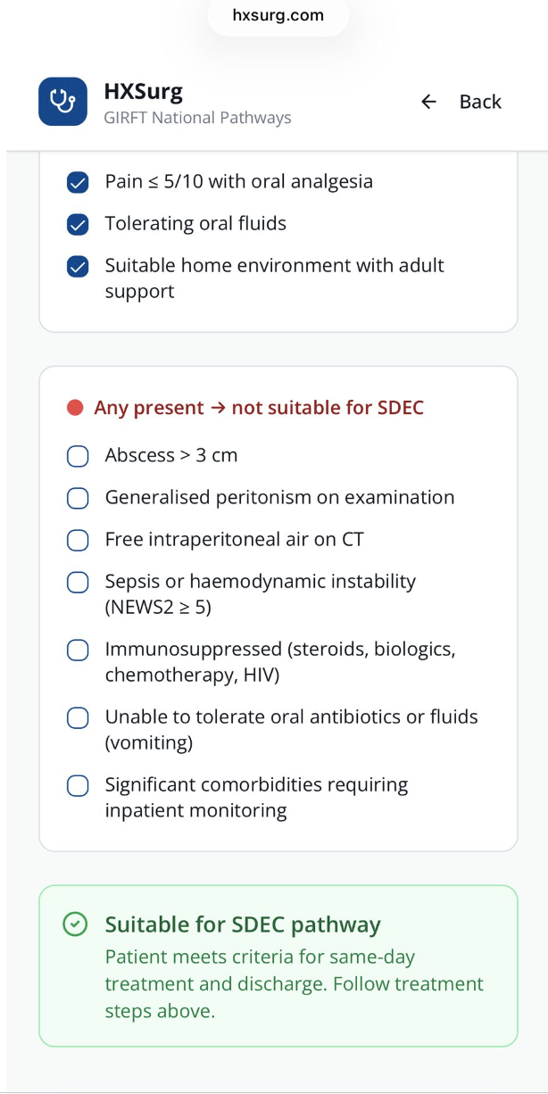 HxSurg app on iOS Safari